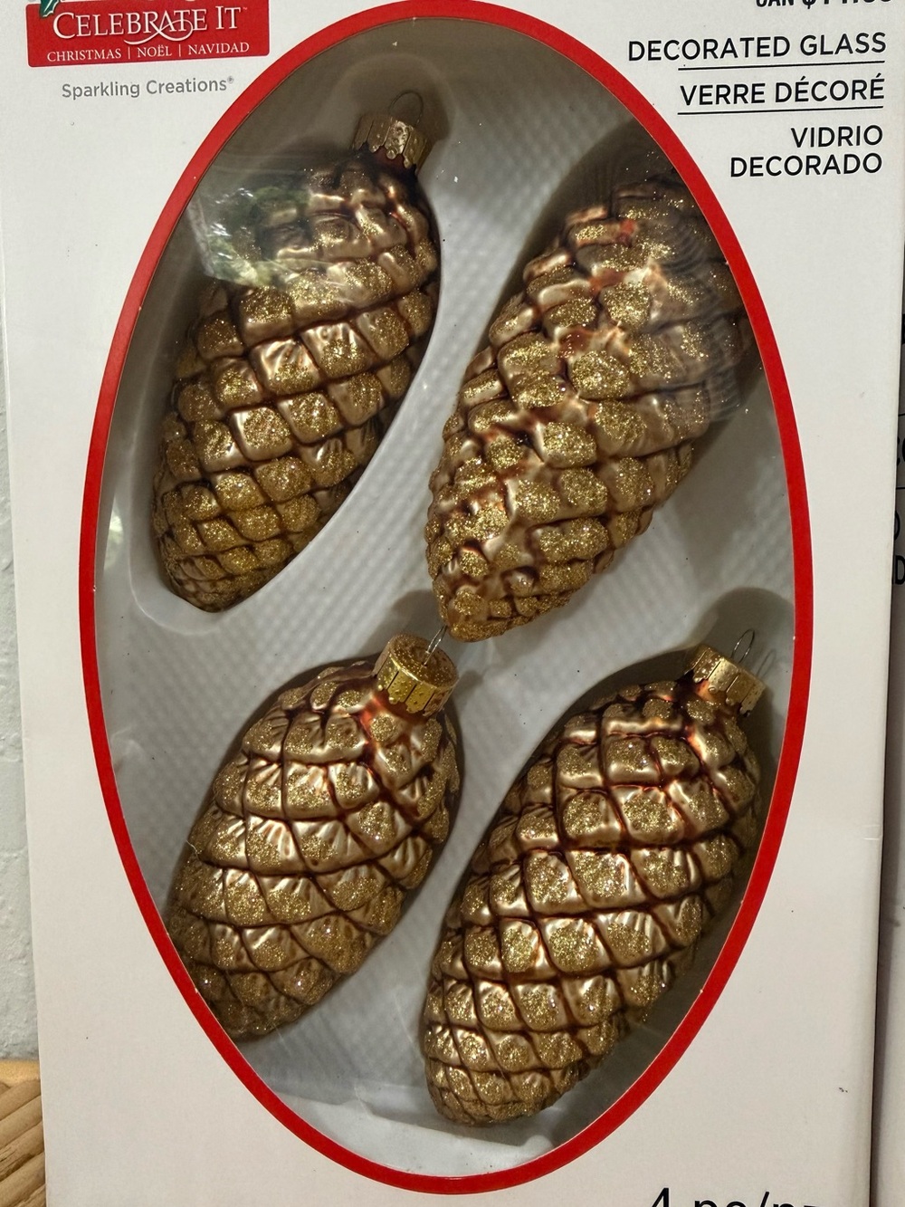 CELEBRATE IT Sparkling Creations Decorated Glass Pinecone Ornaments   (Set of 7) - Picture 3 of 7